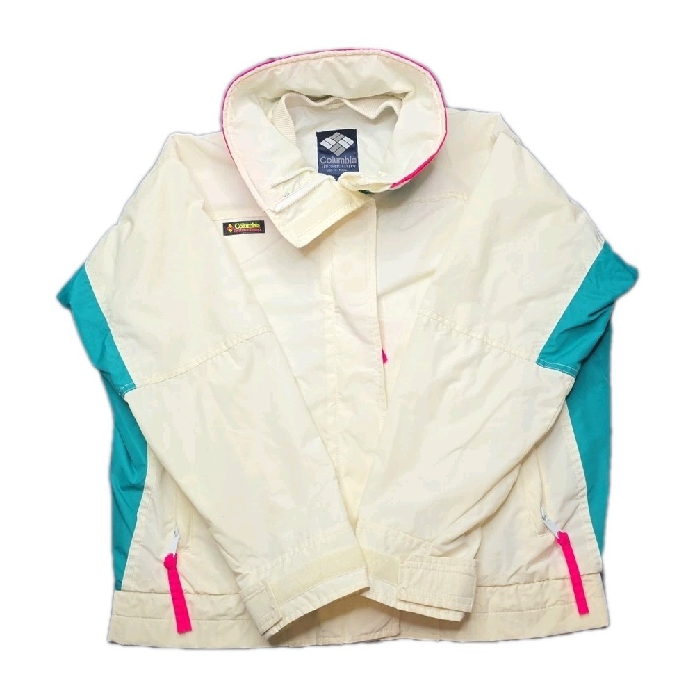 Vintage Columbia Jacket Women S Pink Teal Colorblock Retro90s Radial Sleeve Rare